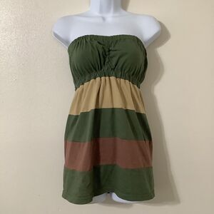 Multicolor Patchwork Y2K Autumn Fall Fairy Grunge Goblincore Babydoll Tube Top S